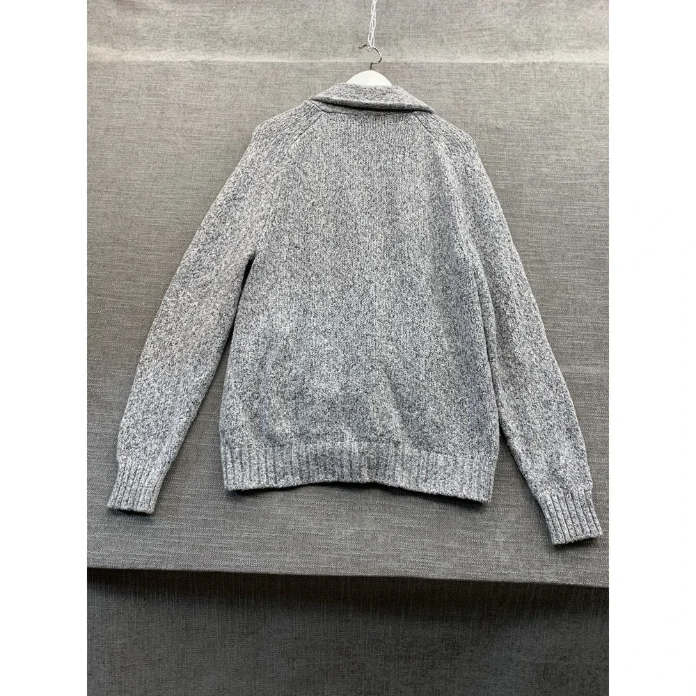 Express Cardigan Sweater Mens Medium Heather Gray Tight Knit Shawl Collar Winter
